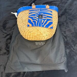 Blue and Tan Woven Shoulder Bag